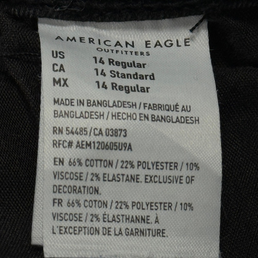 American Eagle Black High Waisted Button Fly Flare Jeans Next Level Stretch‎ 14R - Picture 4 of 10